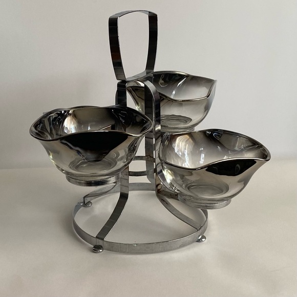 Other - Mid Century Silver Rim Fade Serving Dish. Vintage.